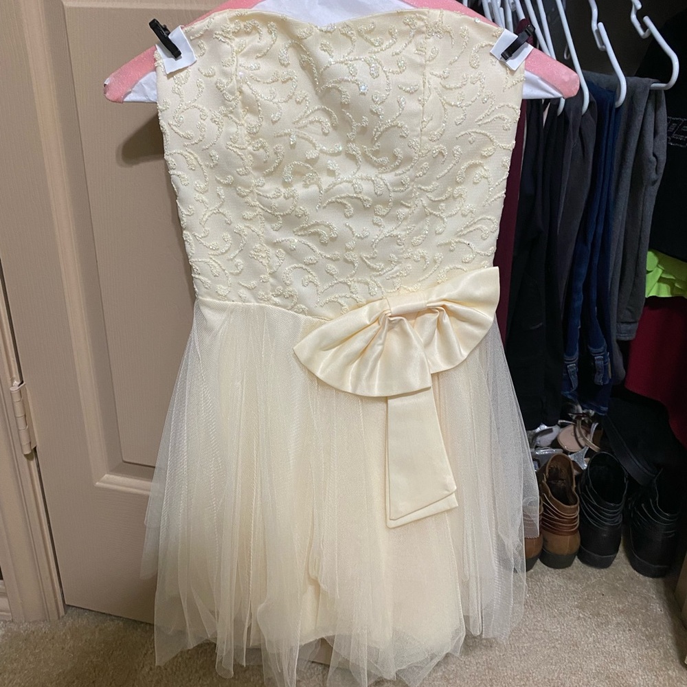 Strapless Cream Sparkly Dress
